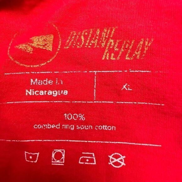 Distant Replay Cotton Short Sleeve Crew Neck Graphic Print T-Shirt Red Size XL - Picture 4 of 4